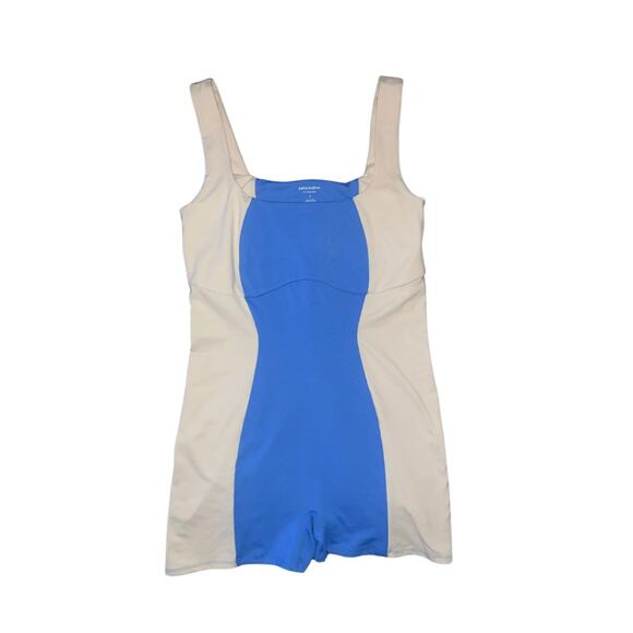 REFORMATION Adelyn Eco Stretch Short Jumpsuit in Blue/Almond color NWT - Picture 1 of 3